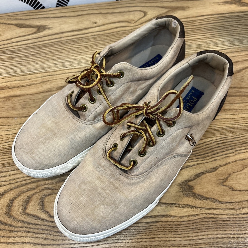 Polo Ralph Lauren Shoes Mens 10D Tan Vaughn Canvas Boat Deck‎ Shoes